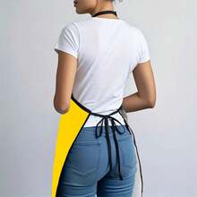 1PC Los Pollos Hermanos Apron With Cartoon Twin Roosters Design Blue Circular Logo Yellow Background Funny Chicken Character Print Kitchen Cooking Apron For Home Chefs Restaurant Staff Food Service Uni