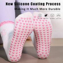 Pilates Socks With Grips Non - Slip Yoga Socks Women, Cute Pilates Grip Sock With Ruffle, Sock Barre/Fitness - 6-10 + Pink - View 3