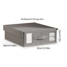 带窗口的 4 件套床上用品收纳套装 - 可折叠亚麻收纳盒,用于床单、枕头和被子,灰色纹理,家庭整理,衣物收纳盒,可折叠储物箱,圣诞节、新年送给家人、伴侣、朋友的礼物(由于机器缝纫,可能存在一些松散的线头,这是正常现象,不影响产品使用) - 彩色 - 查看 13