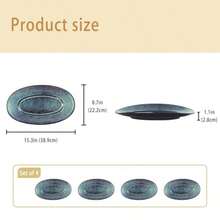 Oval Ceramic Serving Platters Set Of 4 For Dinner Fruit Salad Entertaining Modern Kitchen Dishes Light Beige Matte Finish  Durable Easy To Clean - Bụi tím - Xem 2