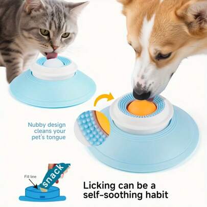 Pet Cleaning Tongue Scraper Lick Mat Toy, Sniffy Anti-Tipping Self-Entertainment Treats, Rotating Slow Feeder Dental Chew Cat Dog Toy, Gift, Giveaway, Celebration