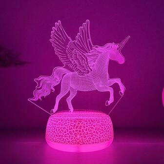 1pc 3D Colorful Fantasy Unicorn Night Light, Creative Gift Atmosphere Desk Lamp, USB Powered, Suitable For Christmas Party, Wedding, Birthday Room Decor, Thoughtful Gift For Family And Friends, Glowing Nightlight, Warm Nightlight, Decorative Nightlight, Holiday Nightlight, Bedside Nightlight, Nightlight Gift