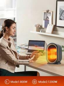 1 Peça Aquecedor Elétrico Portátil, Aquecedor de Baixo Consumo de Energia, Aquecedor de Ambiente, Aquecedor Elétrico PTC de Aquecimento Rápido, Aquecedor de Espaço Pequeno para Escritório, Dormitório, Quarto, com Proteção Contra Superaquecimento e Interruptor Anti-Tombamento, Aquecedor de Espaço Portátil, Presentes de Natal, Presentes para Homens/Mulheres, Presente do Dia dos Namorados - Entrada do tipo CE C (220-240V) - Visão 6