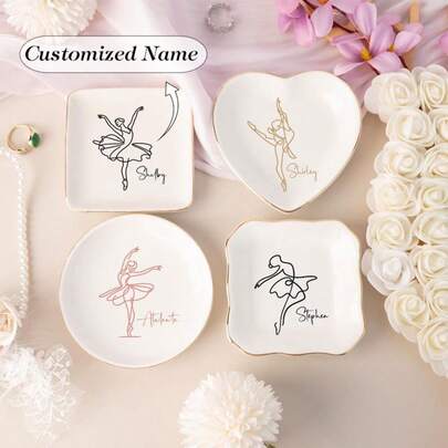 Personalized Ballet Jewelry Tray, Girls' Ballet Ring Dish, Gift For Dance Teachers, Ballet Dancers, Dance Troupes, Birthday And New Year Gifts