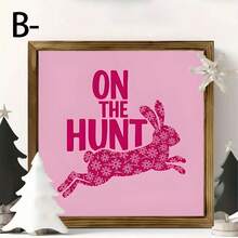 Easter Bunny Wooden Sign, Holiday Decoration, Easter Home Decor, Bunny Sign Ornament, Tabletop Ornament, Living Room And Bedroom Tabletop Decoration, Easter Egg And Bunny Holiday Decorations, Decorative Signs And Plaques - Wood Panel Painting - View 3