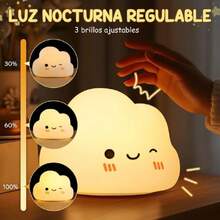 Luz de Noche LED Creativo, Luz Nocturna Infantil Control Táctil, 7 Colores 3 Brillo, Lampara Bebe Noche Recargable Luz Quitamiedos Infantil, Nocturna Regulable de Silicona, Iluminado Para Niños, Nube,37367924 - Multicolor - Ver 6