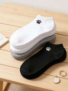 1/15 双装 女士猫爪纯色短袜 - 可爱、舒适、柔软、透气、休闲 - 适合春夏日常穿着、运动、旅行、学院风