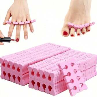 100pcs Pink EVA Toe Separators - Suitable For Pedicure And Manicure, Toe Separator, Finger Divider, Nail And Toe Separator Pads, Odorless Nail Polish Accessories, Premium Nail Art And Polishing Tool Kit, For Nails, Pedicure, Gel Use