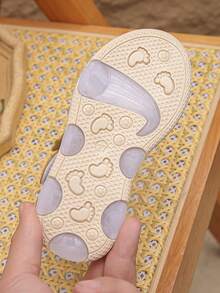 1 Pair Girls' Casual Summer Open Toe Flower & Pearl Decor Hook And Loop Soft Bottom Flat Sandals - Apricot - View 5