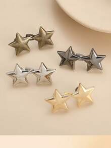 1/4/2 套可拆卸牛仔腰带可调节纽扣，白色金属星形扣 - 彩色 - 查看 9