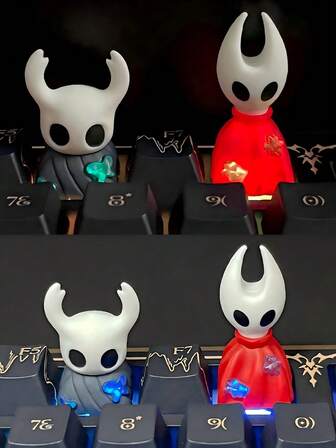 Caballero Hueco - La figura coleccionable de PVC del Caballero y Hornet, decoración de teclado de ordenador - Tapa de teclado transparente personalizada y creativa, modelo de teclado mecánico de PVC