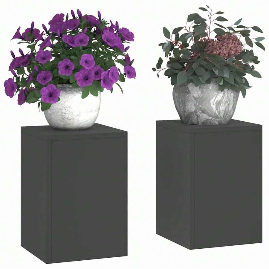 Suporte para pls vidaXL, 2 peças, preto, 24 x 24 x 35 cm, aço - Preto - Ver 1