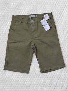 Mens Casual Bermuda Denim Shorts with Pockets and Zipper Fly Slight Stretch Fabric Durable Dress Shorts - Verde Militar - Visão 4
