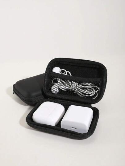 1pc Compact Portable Digital Earphone Case, Waterproof Material, Ideal For Outdoor Photography Enthusiasts And Travelers, Can Be Used As Charger Case, Office Digital Pouch, Camera Cable Organizer, Power Bank Holder, Wallet-Style Travel Camera Bag - Packaging Only