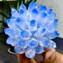 Natural Blue Crystal Cluster Flower Ornament, A Holiday Gift For Family And Friends On Christmas, Halloween, And Valentine's Day, Suitable For Placement In Home Spaces, Offices, And Study Rooms - Màu xanh lam - Xem 6