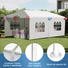 XGHKO Toldo 3x6 Toldos para Exteres con Paredes Jardín Carpa Pble Toldo para  Carpa Toldo para Auto Ideal para Jardines y Exteres y Boda y Fiesta 3x6 - Blanco - Ver 2