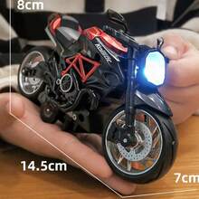 Alloy Model 1:12-Motorcycle - With Sound And Light Effects, And Pull-Back Action. - Ideal For Office Desk Decor.