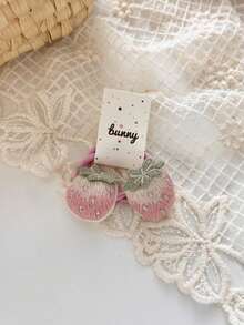 2pcs/Set Cartoon Mushroom Hair Scrunchies, Spring Pink Embroidered Cartoon Hair Clips Headbands Mushroom Hair Ties, Sweet & Cute For Girls - Multicolor - View 6