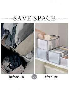 1 Stück/3 Stücke große Kleiderschrank Kleidertrenner Aufbewahrungsbox, 7-Fach Kleiderschrank Organizer Box, waschbare Schubladenorganizer Box, faltbare Wäsche Aufbewahrungstasche Kleidersack wasserdicht Aufbewahrungstasche Kleidungsorganizer Kleidungsaufbewahrung Kleidungstasche Packtaschen Reiseaccessoires Reiseorganizer - Grau - Übersicht 6