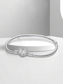 1件16-22厘米优雅油炸面团扭心蛇骨吊坠项链，精致珠宝礼物，送给女性/女朋友 - 銀色 - 查看 8