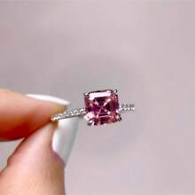 3g Women's Square Cubic Zirconia Ring, Fashionable & Elegant, Versatile Engagement/Wedding Ring