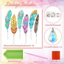Henoyso 6 Pcs Diamond Painting Bookmarks Kits DIY 5d Feather Bookmark Rhinestone DIY Bookmarks Crystal Diamond Art Acrylic For Christmas Crafts Gifts Adult Arts Supply - 如圖所示 - 查看 3