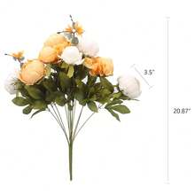 Duovlo Artificial Peony Silk Flowers Fake Flowers Vintage Wedding Home Decoration,Pack Of 1 (New Orange),20.87*3.5,NewOrange - 新橙 - 查看 3