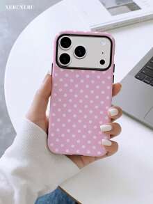 Xercxerc Polka Dot Pattern 2-In-1 PC TPU Hard Soft Case With Large Window For IPhone 11 12 13 14 15 16 17 Pro ProMax Air - Pink - View 1