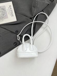 1pc INS Style Fashion Girls Mini Crossbody Bag, 2025 New Cute Candy Color Conch Bag With Lychee Pattern PU, Suitable For Daily Use - Oil Leather Handbag - View 9