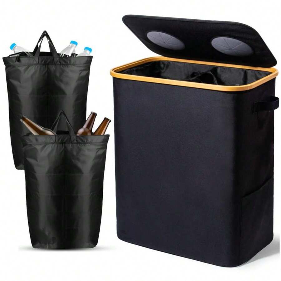 140L Covered Bottle Collecting Bin - Fashionable And Durable, Suitable For Kitchen Bottle Recycling - Multicolor - View 1