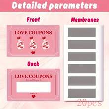 20pcs Love Coupon, Couple Interactive DIY Scratch Card, Pink Heart Romantic Design For Handwriting Customization, Valentine's Day Gift / Couple Anniversary Date Surprise Interactive Prop, Party Game Prop - Pink - View 5