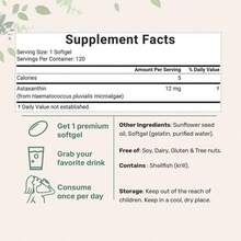 Miriyalyad Astaxanthin 12mg, 120 Softgels | 4 Monthly Supply, Natural Tanning, Fresh Microalgae Source, Easy To Swallow[Free Shipping ](2026 Latest Version) - 1PCS - 查看 4