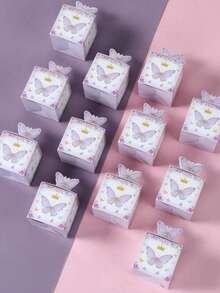 20 Stücke rosa Schmetterling-Stil Mini Geschenkboxen, Blumen, Krone, Schmetterling Muster, Baby Shower, Geburtstag, Hochzeitsfeier, Feiertage, Schulanfang, Bridal-Shower, Geschlechtsoffenbarung, Papier Geschenkverpackung - Schmetterling Dekor Geschenkboxen für besondere Anlässe - Verschiedenfarbig - Übersicht 10