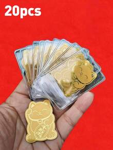 1/10/20pcs Golden Lucky Cat Stickers - Decorative Phone & Computer Back Cover Stickers With Shimmering Glitter, Lucky Symbols For New Year Gift, Reusable Self-Adhesive Round Stickers For Phones, Tablets, Laptops, Cat Accessories, Tech Accessories, Festive Decoration, Playful Design, High Quality Print - Multicolor - View 14