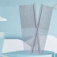 2支装不锈钢宠物梳毛刷，适用于长毛和浓密毛发的宠物，可用于犬猫脱毛