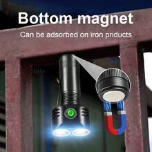 Linterna mini portátil de 6 * LED recargable por USB, lámpara de bolsillo de aleación de aluminio, para uso en exteriores, campamento y pesca - Negro - Ver 2