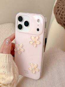 Cute 3D Flower Floral Pink Stripe Letter Label Soft Phone Case Compatible With IPhone 17 Pro Max 17 Pro 16 Pro Max 17 Air 14 Pro 13 12 Pro 15 Plus 11 13 Sweet Back Cover - Pink Stripes - View 7
