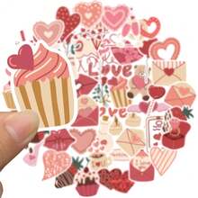 58 Peças Série Dia dos Namorados Adesivos Criativos de Grafite À Prova d'Água, Decoração de Presente para Tablet, Computador, Notebook, Capa de Telefone Celular, Guitarra, Escrivaninha, Copo de Água, Mala, Snowboard, Brinquedo, Decoração de Conta Manual Sem Emendas DIY - Multicolorido - Visão 8