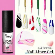 Ftmy Newest Gel Nail Polish 1PCS 5ml With Fine Brush Suitable For LED Lamp Curing Tear Resistant Smooth And Shiny Striper Gel Perfect For Home Parties - 02 - Xem 4