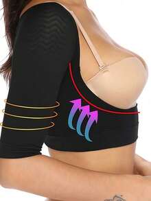 1件/2件装塑形压缩袖套，女士运动袖套，纤细手臂和肩部支撑，适合日常穿着、轻度运动、休闲外出，柔软贴合，简约设计 - 彩色 - 查看 4