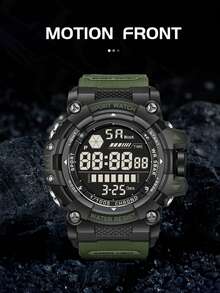 LIGE 时尚休闲青年多功能石英表，夜光双显手表 - 黑色 - 查看 5