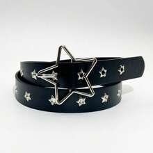 Punk Style Willow Nail Star Porous Belt American Wide Belt Women's Jeans Belt - Black - View 3