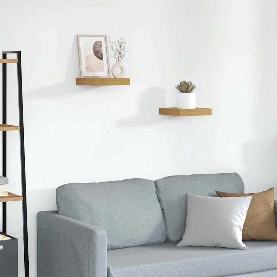 Larryhot Scaffale da parete 2 pcs Beige 23 x 23,5 x 4 cm, Facile da assemblare, dall'estetica elegante e raffinata, pratica per riporre gli oggetti, la scelta ideale per l'organizzazione e la decorazione domestica - Beige - Visualizzare 1