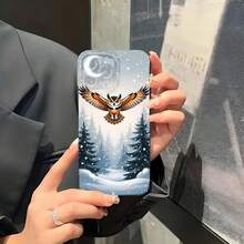 1PC Phone Case ,  Owl Flying Over Snowy Forest , Stylish Phone Case, Phone Decoration, All-around Lens Protection, Creative Small Gift, Funny Gift for Boys and Girls - ブラック - チェックする 5