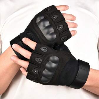 1 par de guantes tácticos de media mano para hombres, adecuados para ciclismo al aire libre, deportes, antideslizantes, resistentes al desgaste, escalada, fitness y entrenamiento