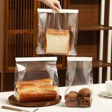 10pcs/20pcs Transparent High Gloss Food Bags And Baking Bags, Bread Packaging Boxes, Fashionable Gift Bags And Boxes, Suitable For Mooncakes, Snacks, Fruits & Vegetables, Mochi, Fries, Cookies And Cakes, Reusable