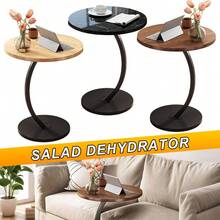 Small End Table, Sofa Side Table  Single Layer New Round Shaped Sofa Table ,Durable Density Board Bedroom Multi-Functional Side Table Metal Frame Space Saving Perfect For Living Room Sofa And Bedroom,Round Small Coffee Table - Black - View 1