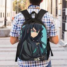 Men's M-Muichiro-Tokito Minimalist Anime Style Backpack - Loose Design School Bag With One Main Compartment, Suitable For College Daily Carry And Outings - Durable Single Compartment Grab-And-Go Design (Tokito Character Logo) - 混合 - 查看 5
