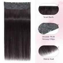 Lucking Hair Clip In Human Hair Extensions Real Human Hair Weft One Piece 100g Clip In Natural Black Direct Hairpiece For Women - Natural Black - 查看 3