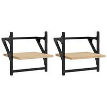 Larryhot Estantes de pared con barras 2 uds roble Sonoma 30x25x30 cm, Fácil de montar, elegante y hermoso, y conveniente para almacenar artículos, es una opción ideal para el almacenamiento y la decoración del hogar. - Marrón - Ver 2